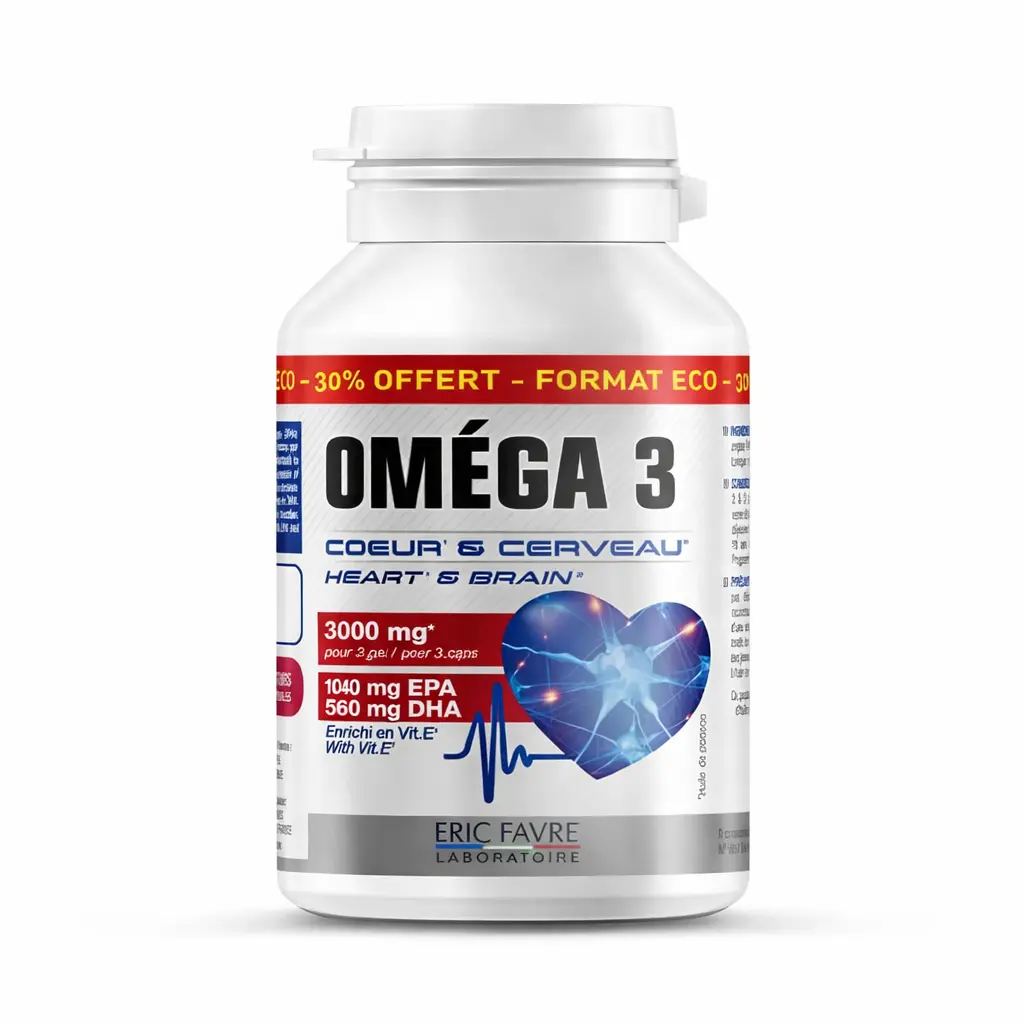 eric favre omega 3 coeur et cerveau 3000 mg 60 capsules (1) Oméga 3 Cœur et Cerveau Eric Favre 3000mg Maroc